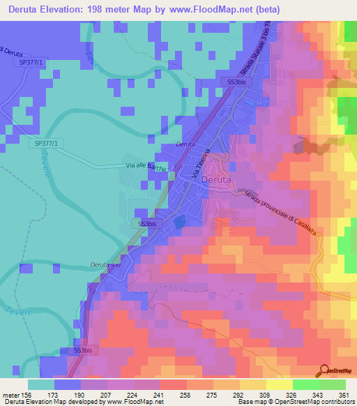 Deruta,Italy Elevation Map