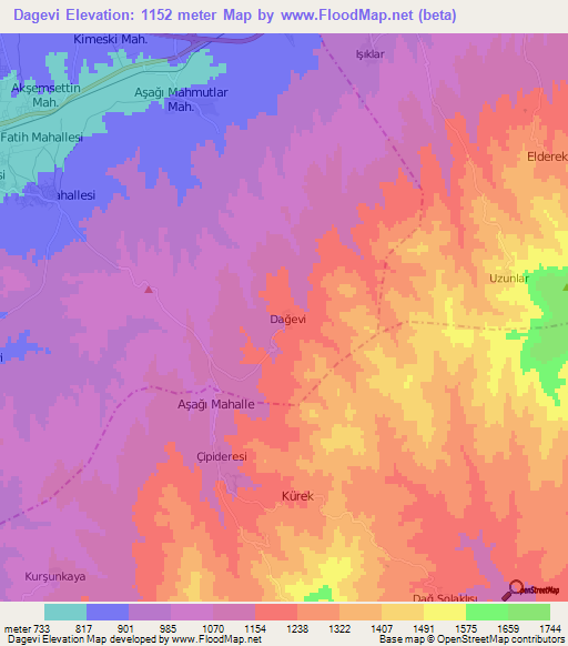 Dagevi,Turkey Elevation Map