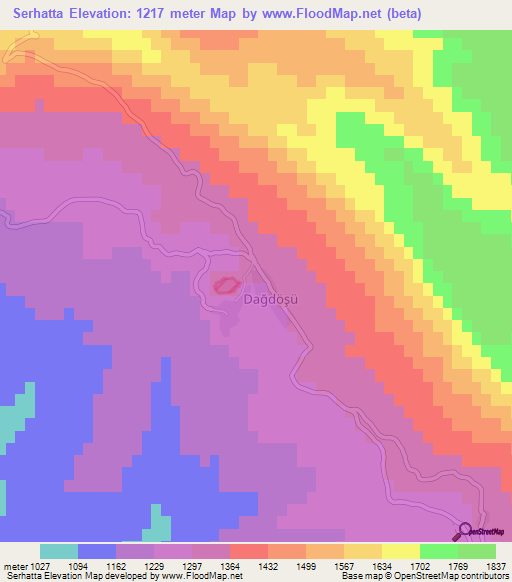 Serhatta,Turkey Elevation Map