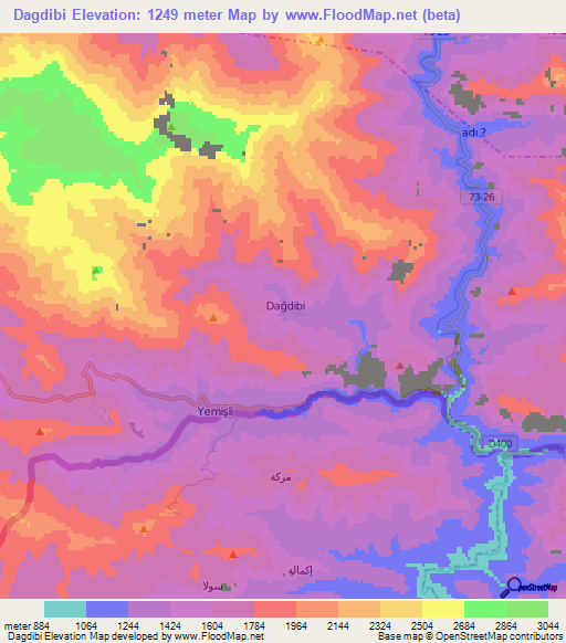 Dagdibi,Turkey Elevation Map