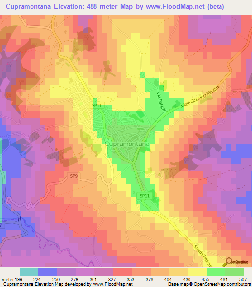 Cupramontana,Italy Elevation Map