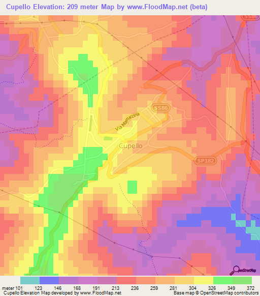 Cupello,Italy Elevation Map