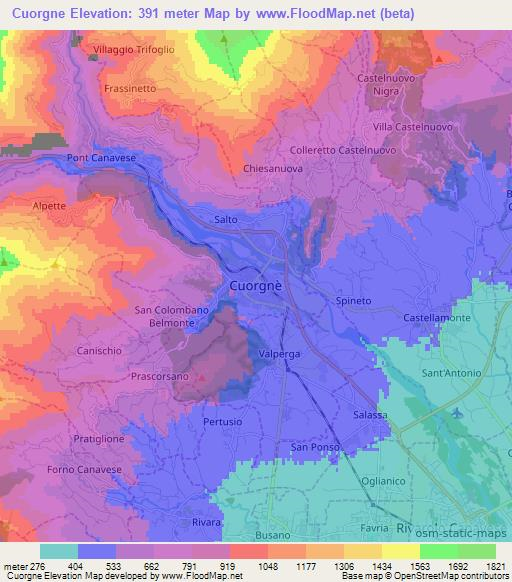 Cuorgne,Italy Elevation Map