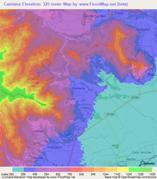 Cumiana,Italy Elevation Map