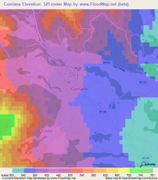 Cumiana,Italy Elevation Map