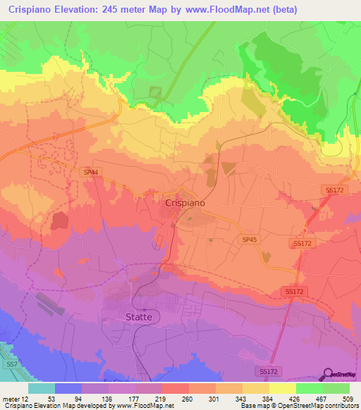 Crispiano,Italy Elevation Map