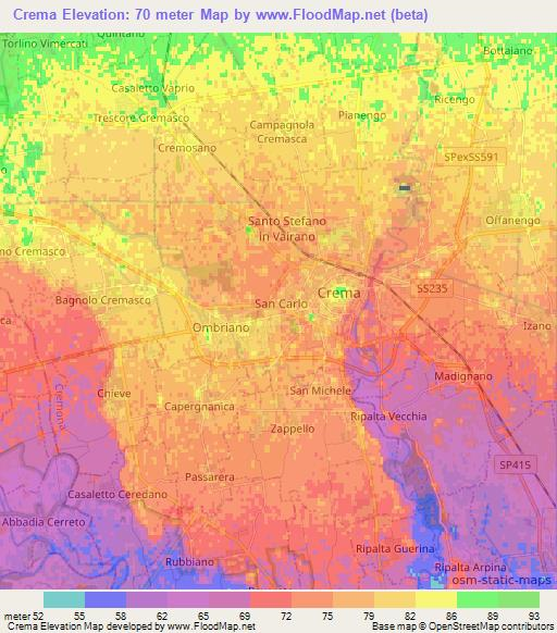 Crema,Italy Elevation Map