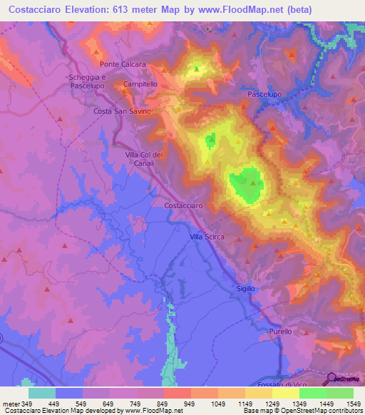 Costacciaro,Italy Elevation Map