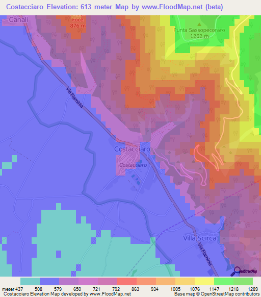 Costacciaro,Italy Elevation Map