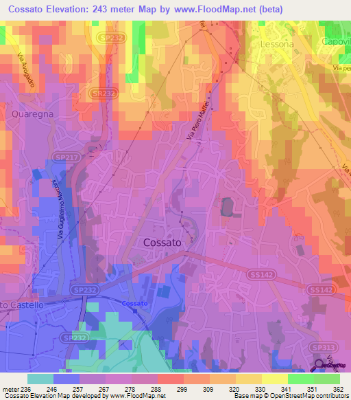 Cossato,Italy Elevation Map