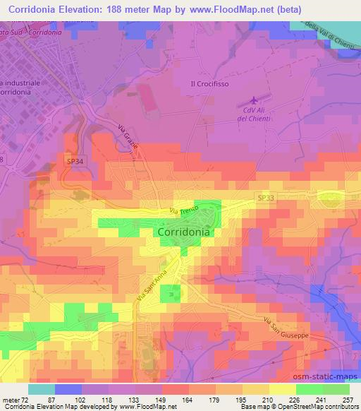 Corridonia,Italy Elevation Map