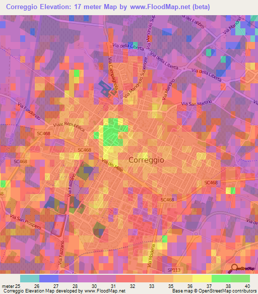 Correggio,Italy Elevation Map