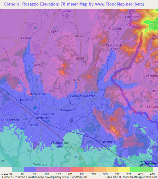 Corno di Rosazzo,Italy Elevation Map