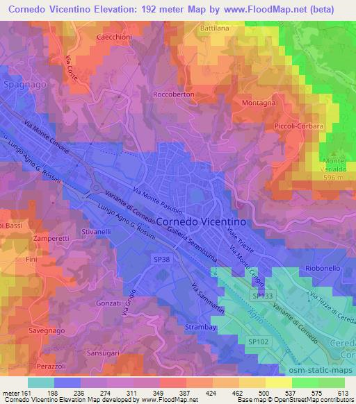 Cornedo Vicentino,Italy Elevation Map