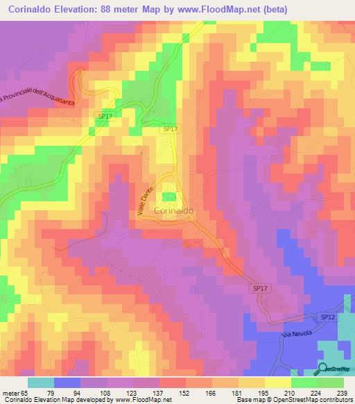 Corinaldo,Italy Elevation Map