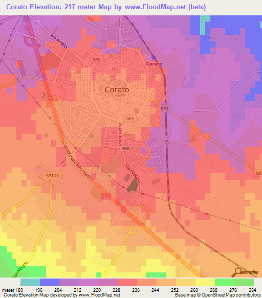 Corato,Italy Elevation Map