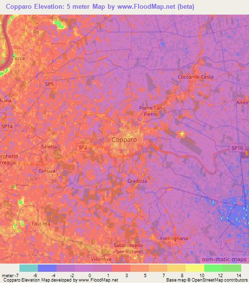 Copparo,Italy Elevation Map
