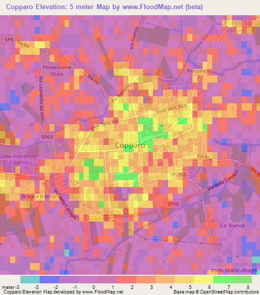 Copparo,Italy Elevation Map