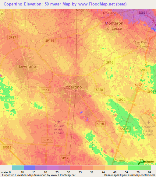 Copertino,Italy Elevation Map