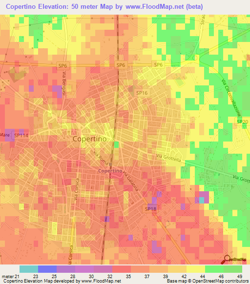 Copertino,Italy Elevation Map