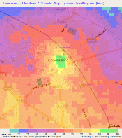 Conversano,Italy Elevation Map