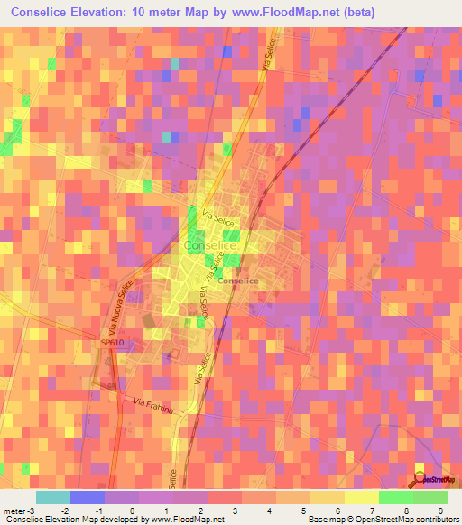 Conselice,Italy Elevation Map