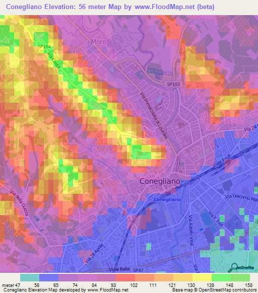 Conegliano,Italy Elevation Map