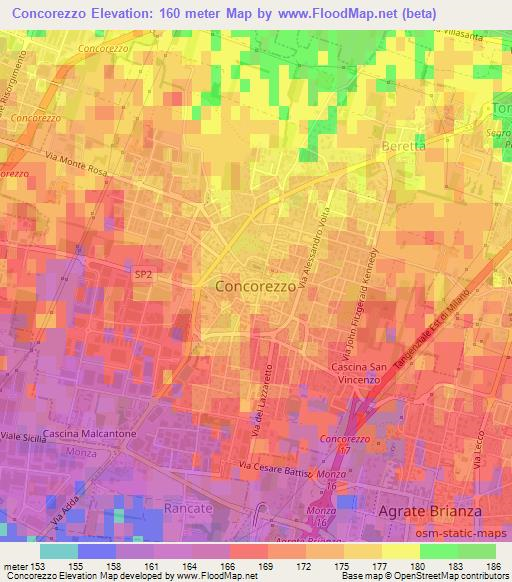 Concorezzo,Italy Elevation Map