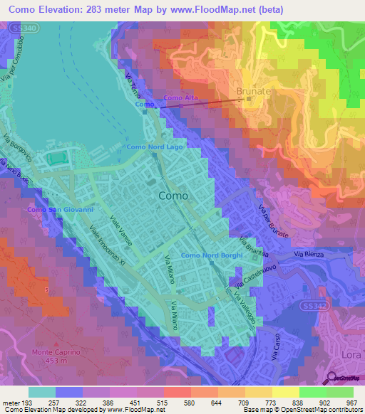 Como,Italy Elevation Map