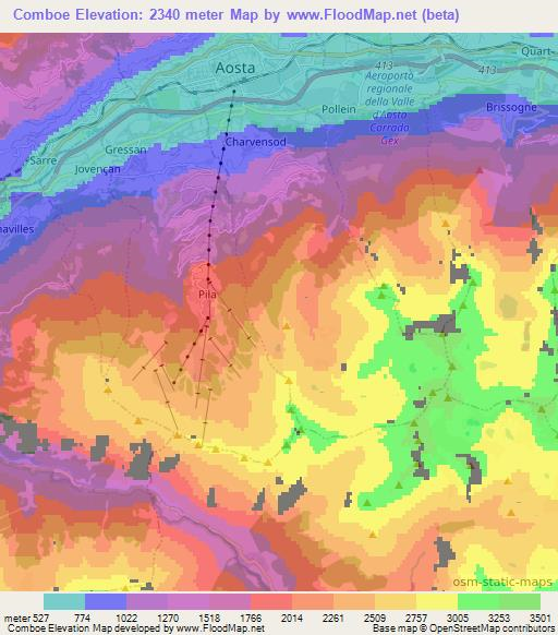 Comboe,Italy Elevation Map