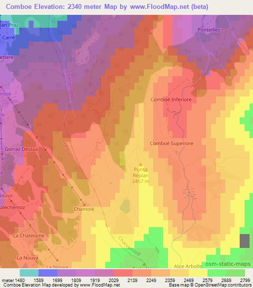 Comboe,Italy Elevation Map