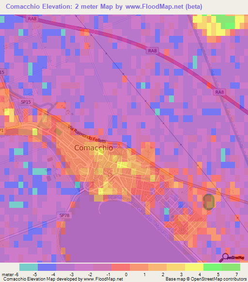 Comacchio,Italy Elevation Map