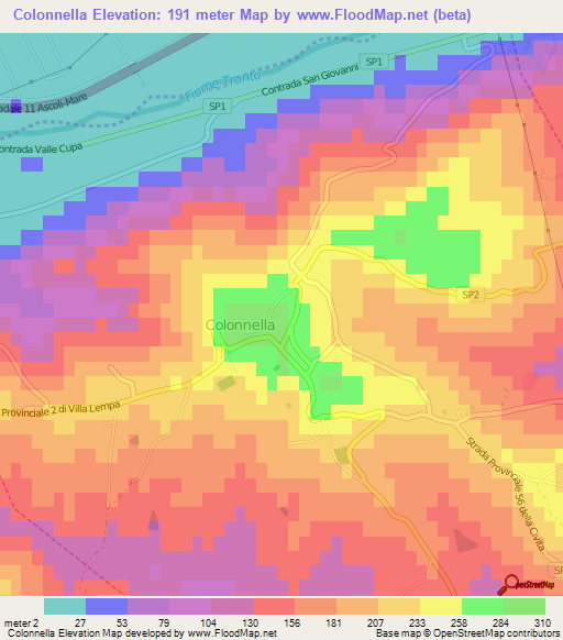 Colonnella,Italy Elevation Map