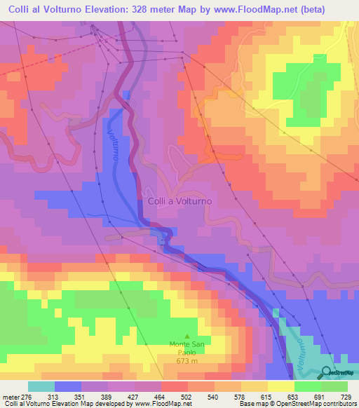 Colli al Volturno,Italy Elevation Map