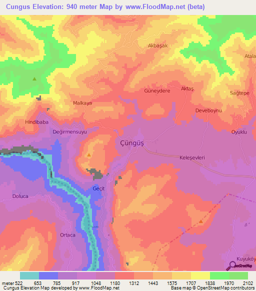 Cungus,Turkey Elevation Map