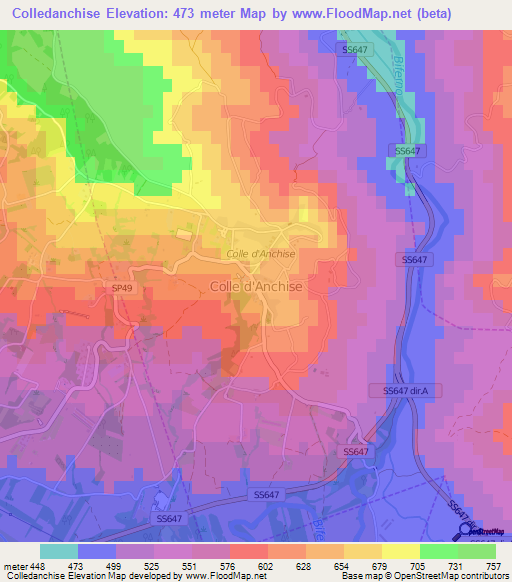 Colledanchise,Italy Elevation Map