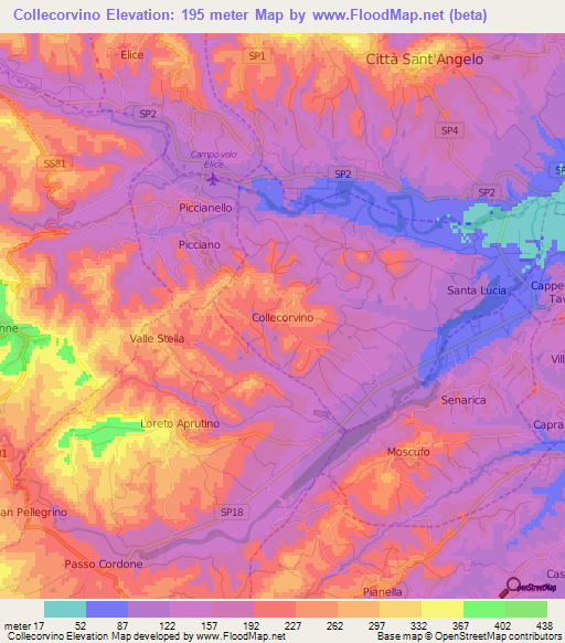 Collecorvino,Italy Elevation Map