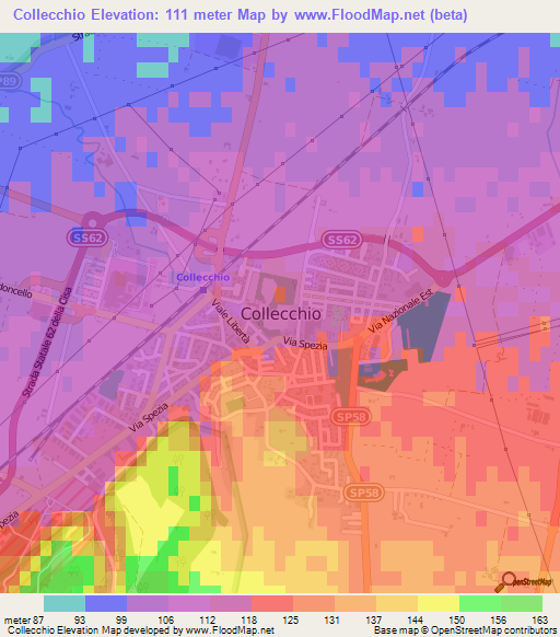 Collecchio,Italy Elevation Map