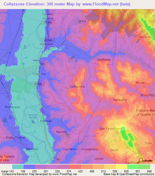 Collazzone,Italy Elevation Map