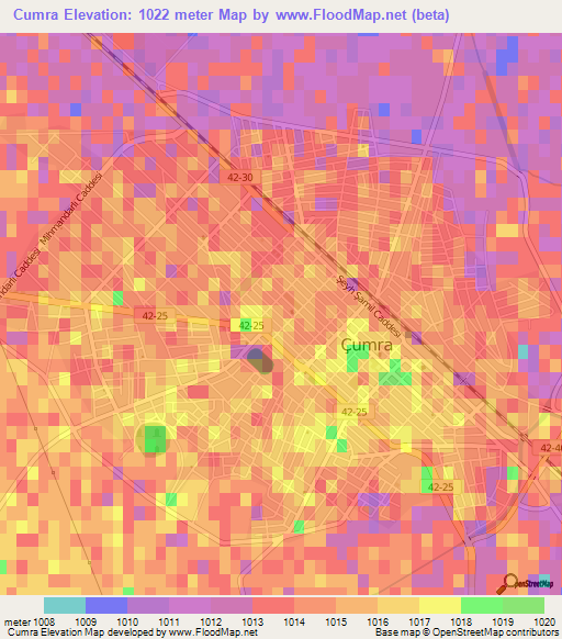 Cumra,Turkey Elevation Map