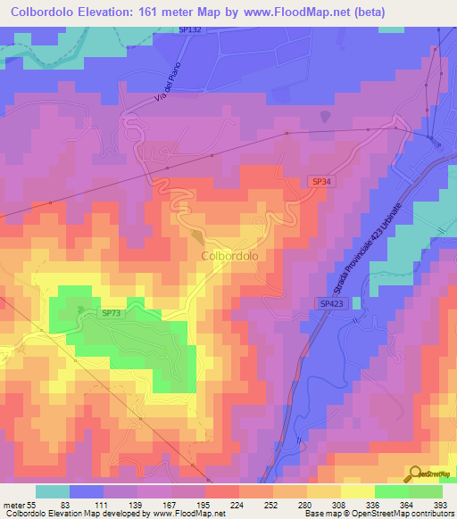 Colbordolo,Italy Elevation Map