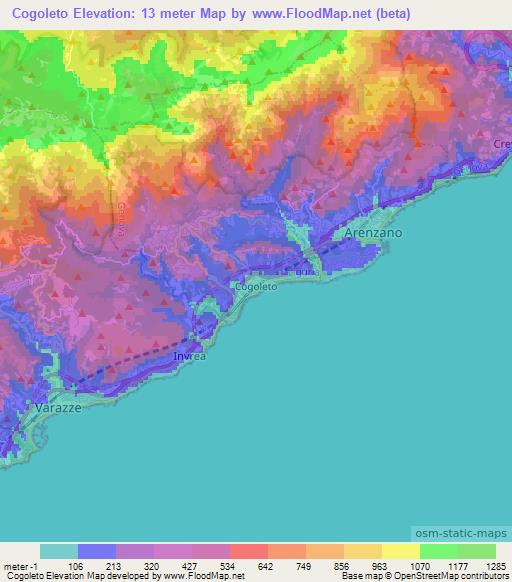 Cogoleto,Italy Elevation Map