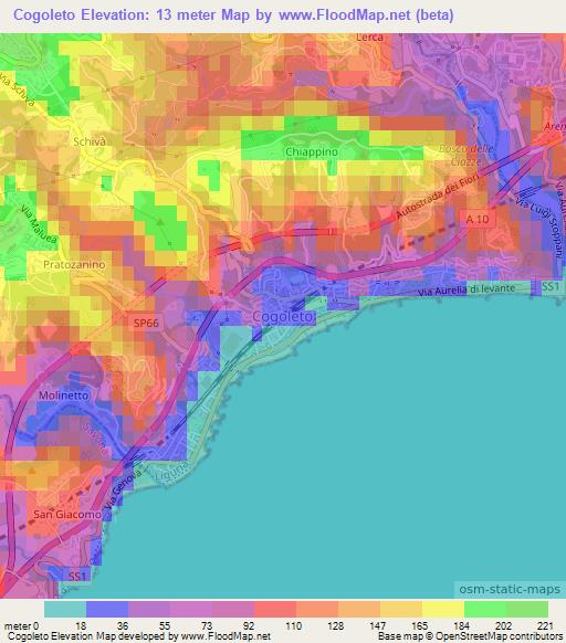 Cogoleto,Italy Elevation Map