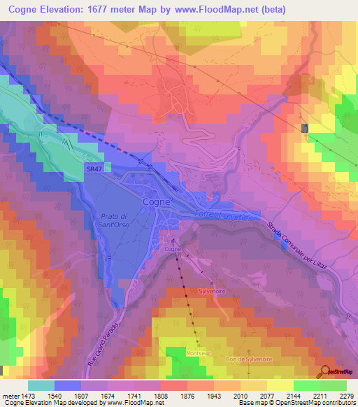 Cogne,Italy Elevation Map