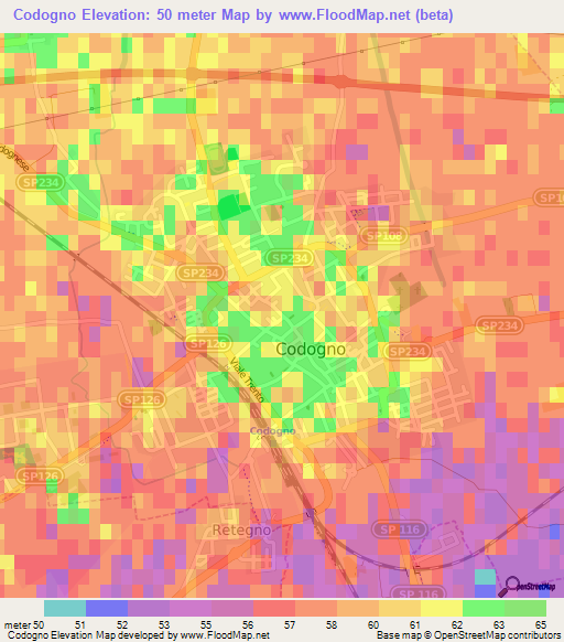 Codogno,Italy Elevation Map