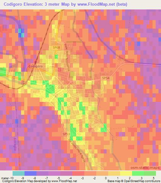 Codigoro,Italy Elevation Map