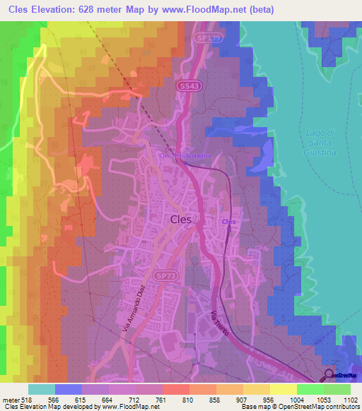 Cles,Italy Elevation Map