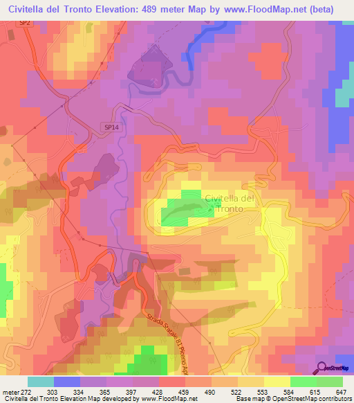 Civitella del Tronto,Italy Elevation Map