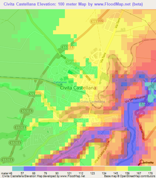 Civita Castellana,Italy Elevation Map