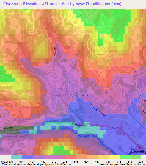 Civezzano,Italy Elevation Map